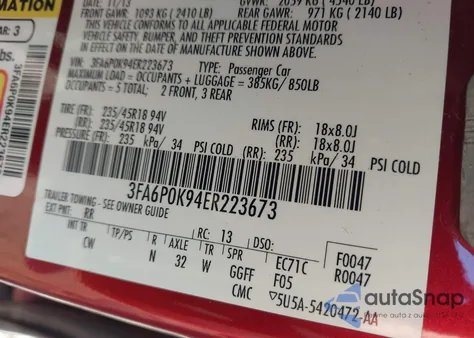 2014 Ford Fusion Titanium from USA, damaged, VIN 3FA6P0K94ER223673